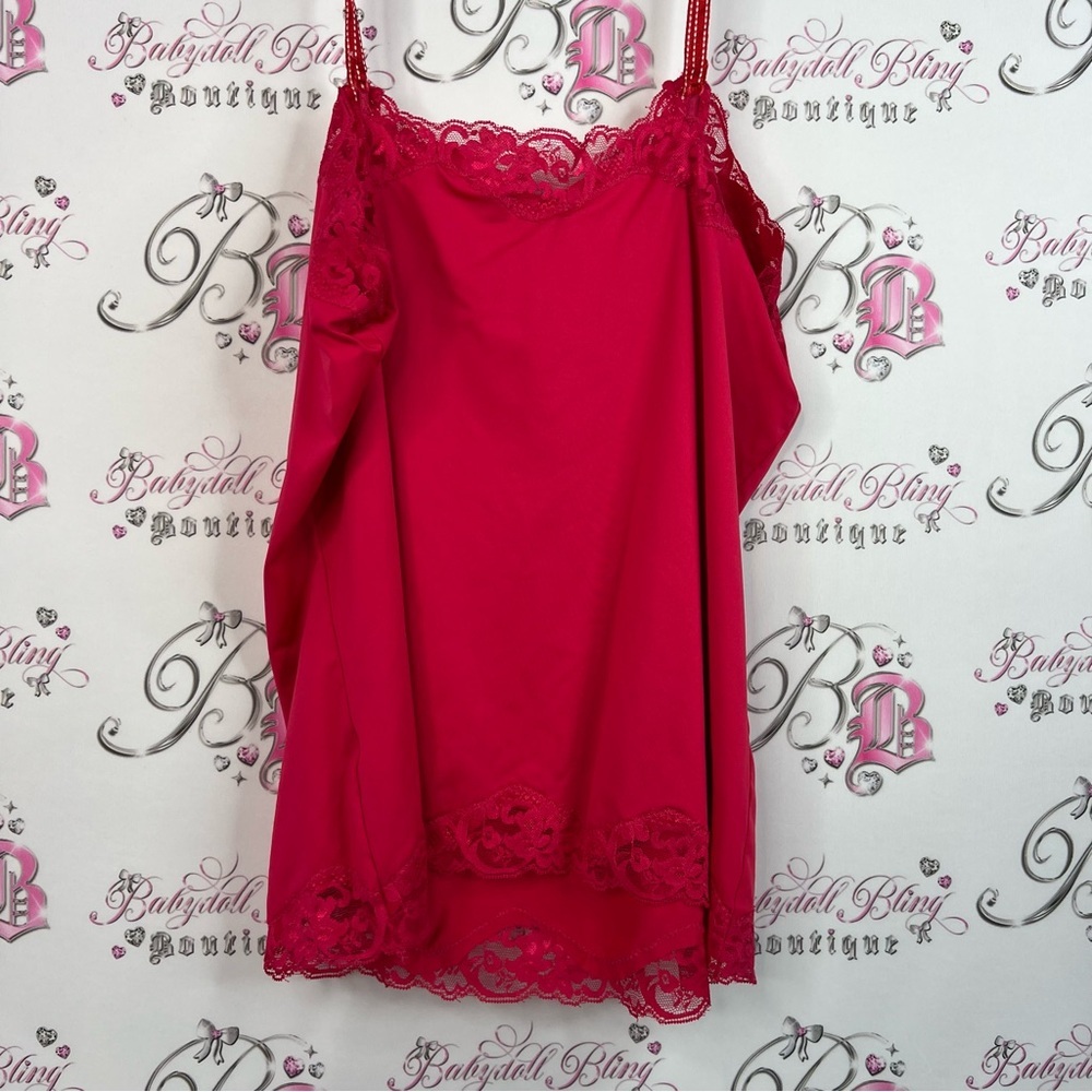 Rickiβs tank top cami bright Lacie floral Elegant Red Lace Trim Camisole - Picture 2 of 8